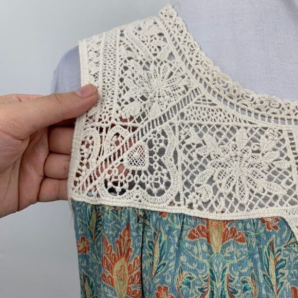Maeve Top Womens S Small Multi Laced Eleanor Crochet Floral Lined Keyhole Blouse - Picture 4 of 14